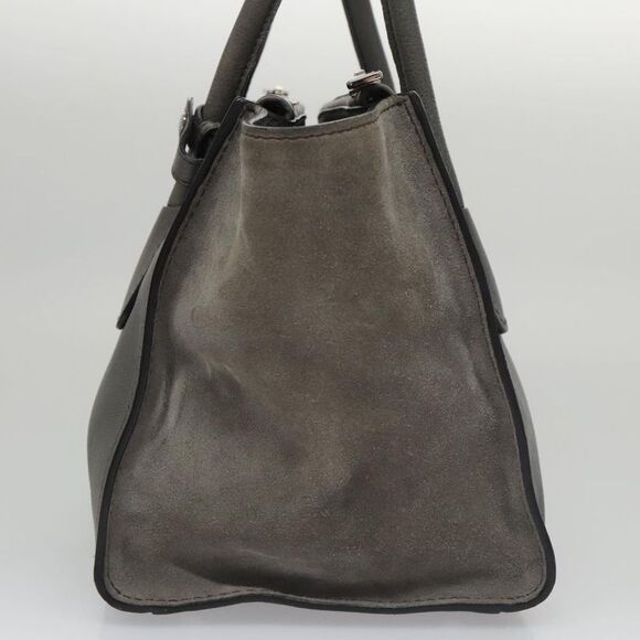 Prada Twin Zip Grey Suede Handbag (Pre-Owned) - Picture 3 of 16